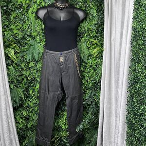 VINTAGE APPLE BOTTOMS Women Jeans 20 Black Gray Denim Chain Printed Studded 2390